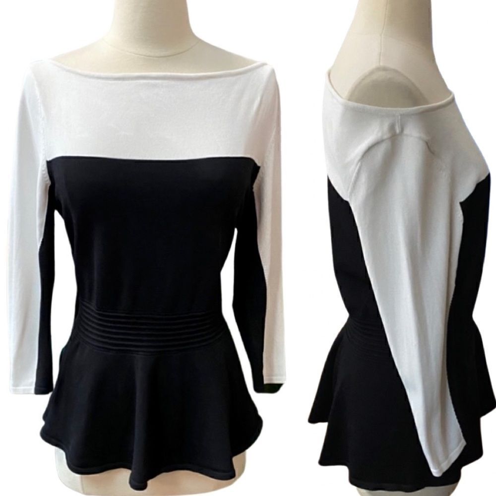 Flattering VTG 1990’s / 2000’s Cache Bodycon Knit Peplum Off the Shoulder Top